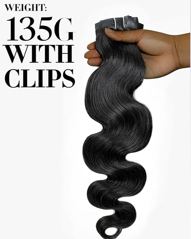 24” Body Wave Clip in extensions
