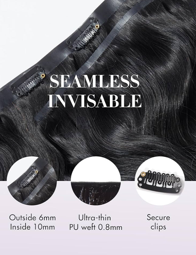 24” Body Wave Clip in extensions