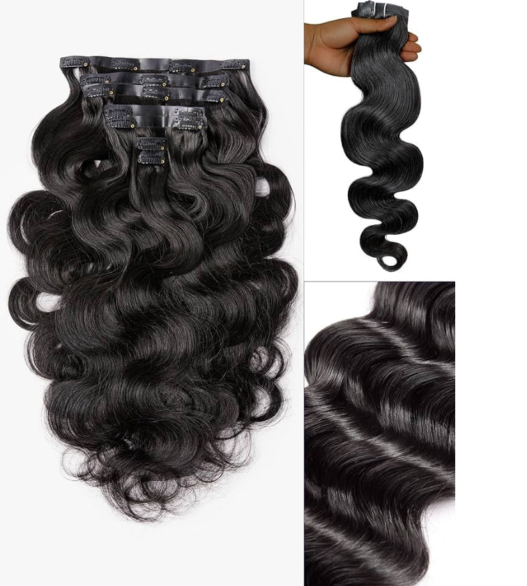 24” Body Wave Clip in extensions