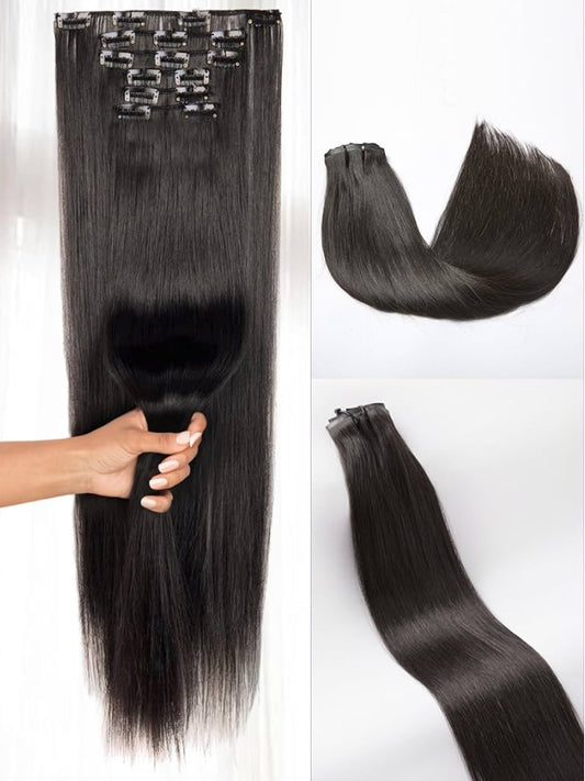 24” Straight Clip in Hair Extensions